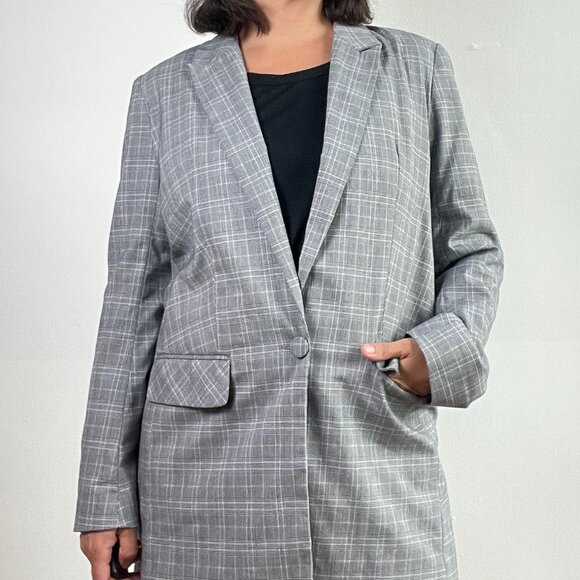 TOP SHOP Oversized Checked Black and White Blazer Size 36 EU - Picture 6 of 13